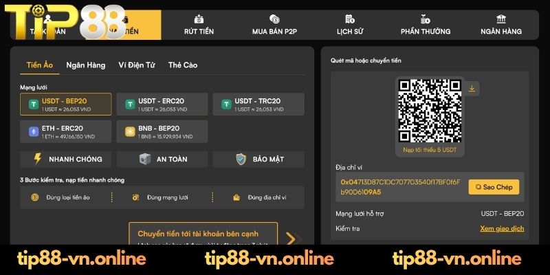 Giới thiệu về nạp tiền TIP88